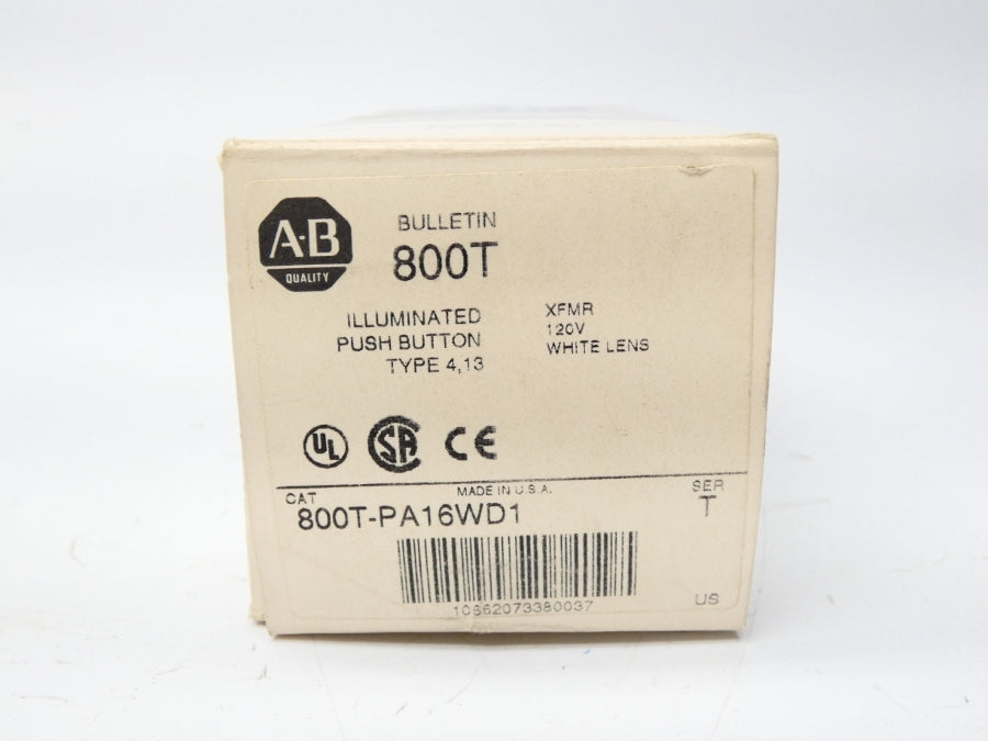 ALLEN BRADLEY 800T-PA16WD1 SER. T 120V WHITE (GY/BL) NSMP