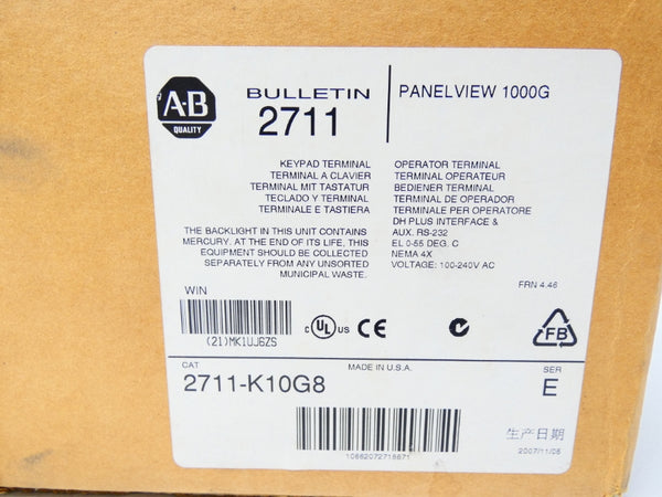 ALLEN BRADLEY 2711-K10G8 SER. E F/W 4.46 100-240VAC 0.4-0.25A NSMP