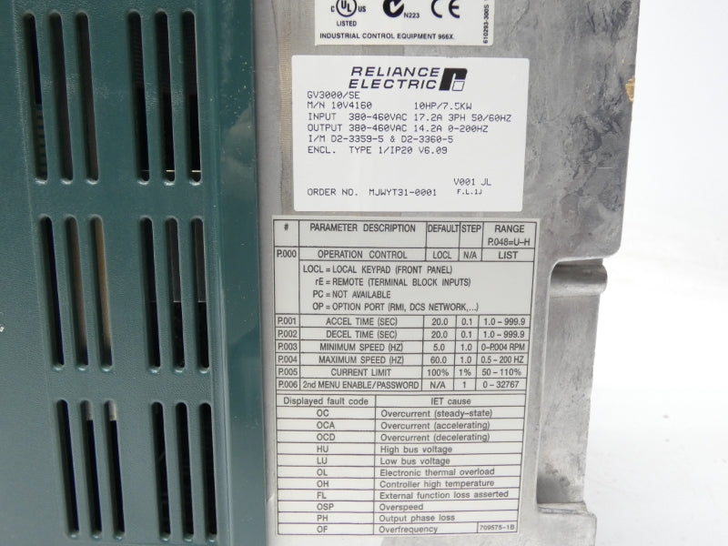 RELIANCE ELECTRIC 10V4160 380-460VAC 17.2A NSMP