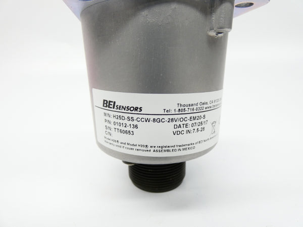 BEI H25D-SS-CCW-8GC-28V/OC-EM20-S 01012-136 7.5-28VDC NSNP