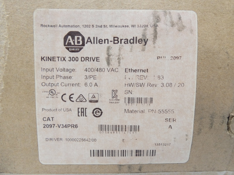 ALLEN BRADLEY 2097-V34PR6 SER. A F/W 1.83 400/480VAC 6.0A NSMP