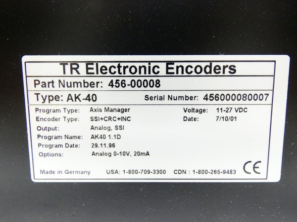 TR ELECTRONICS AK-40 456-00008 11-27V NSMP