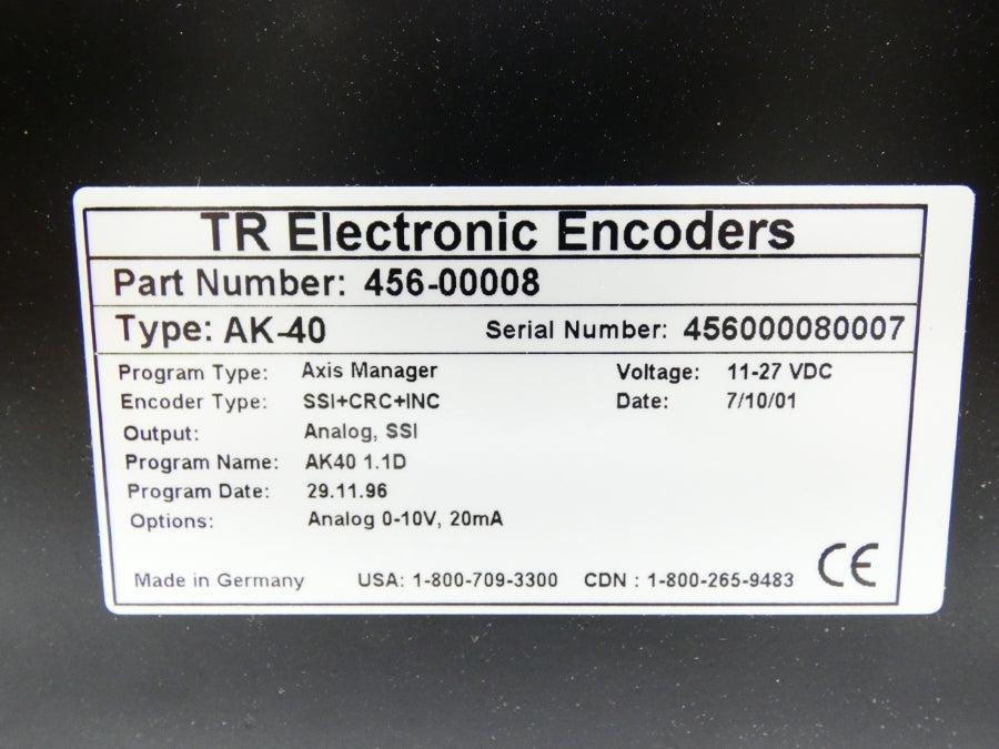 TR ELECTRONICS AK-40 456-00008 11-27V NSMP
