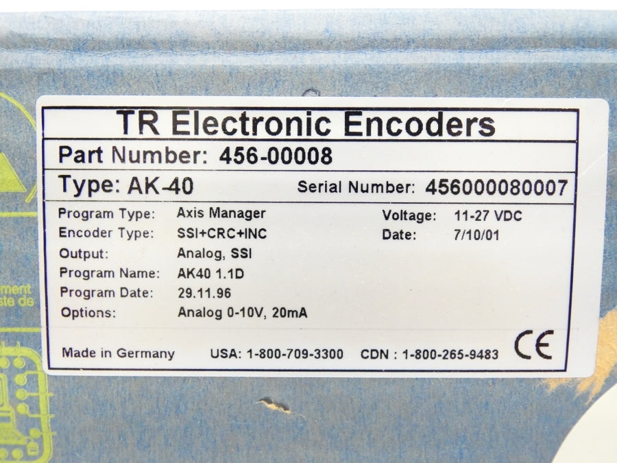 TR ELECTRONICS AK-40 456-00008 11-27V NSMP
