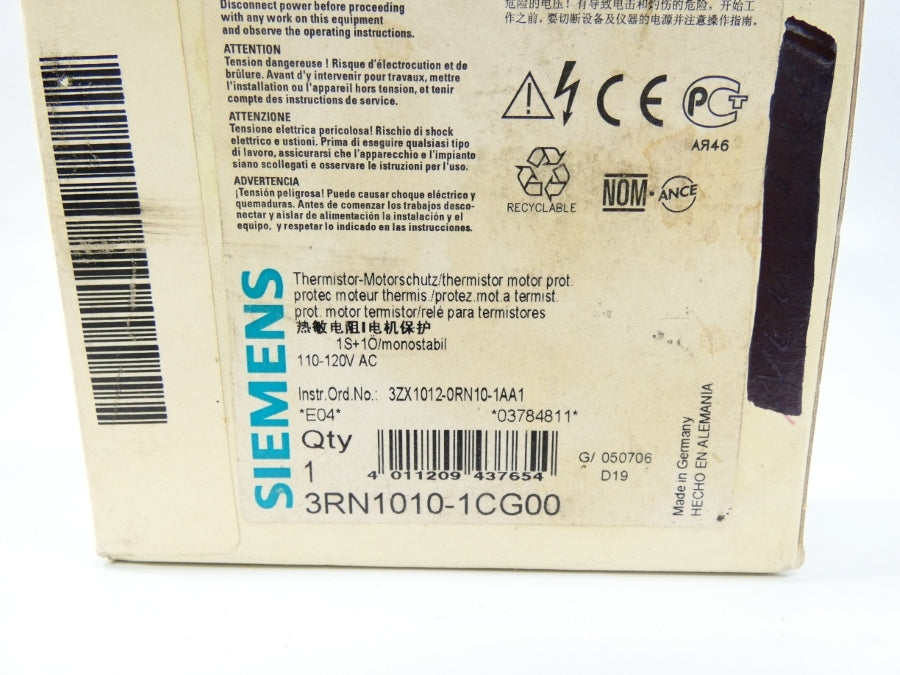 SIEMENS 3RN1010-1CG00 110-120VAC NSMP