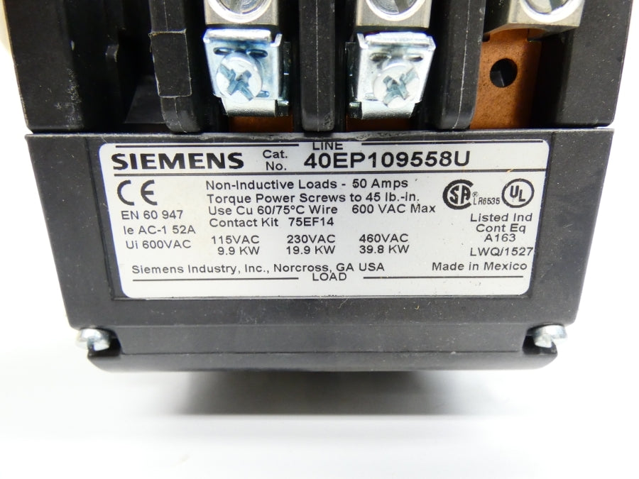 SIEMENS 40EP109558U 110/120VAC 50A NSMP