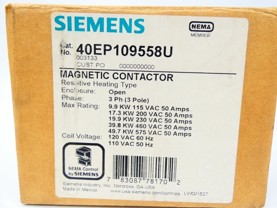 SIEMENS 40EP109558U 110/120VAC 50A NSMP