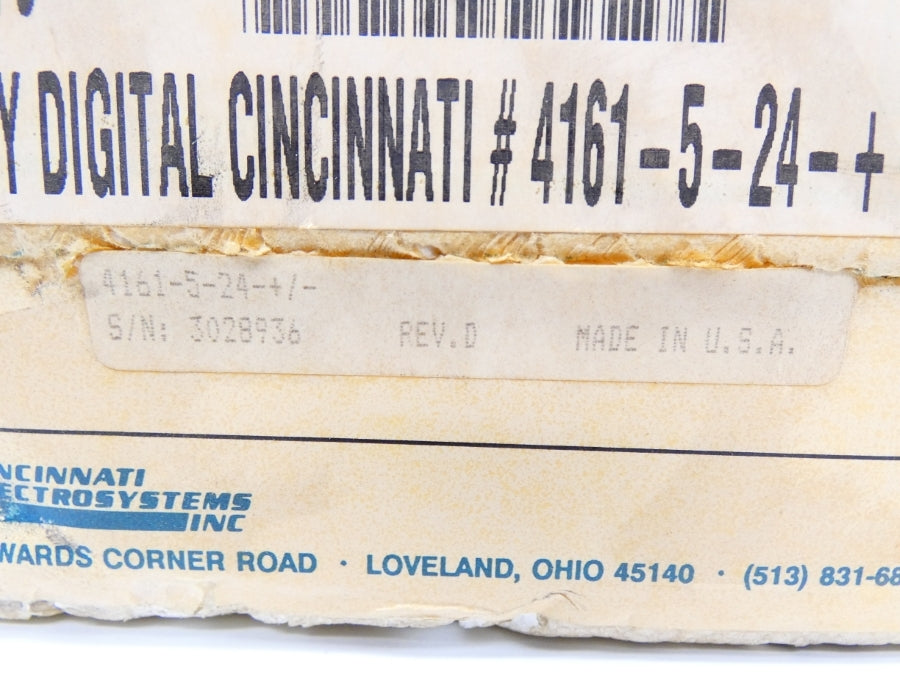 CINCINNATI ELECTROSYSTEMS 4161+5+24-+/- REV. D 24VDC NSMP