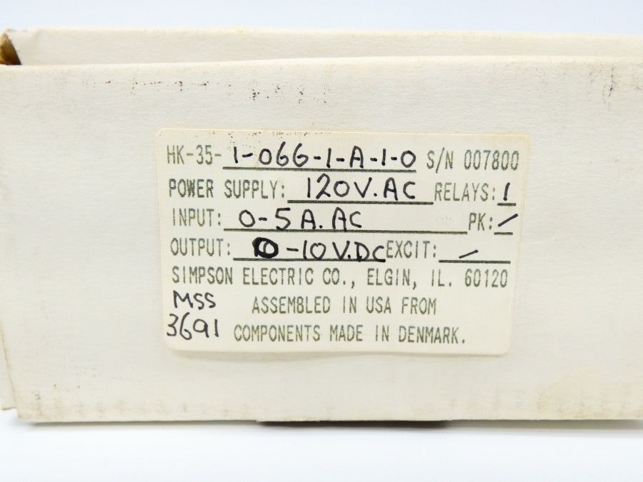 SIMPSON HK-35-1-066-1-A-1-0 120VAC 0-5A NSMP