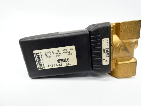 BURKERT 6213A1/2NBRBR 457749J 120V 140PSI 1/2" NSMP