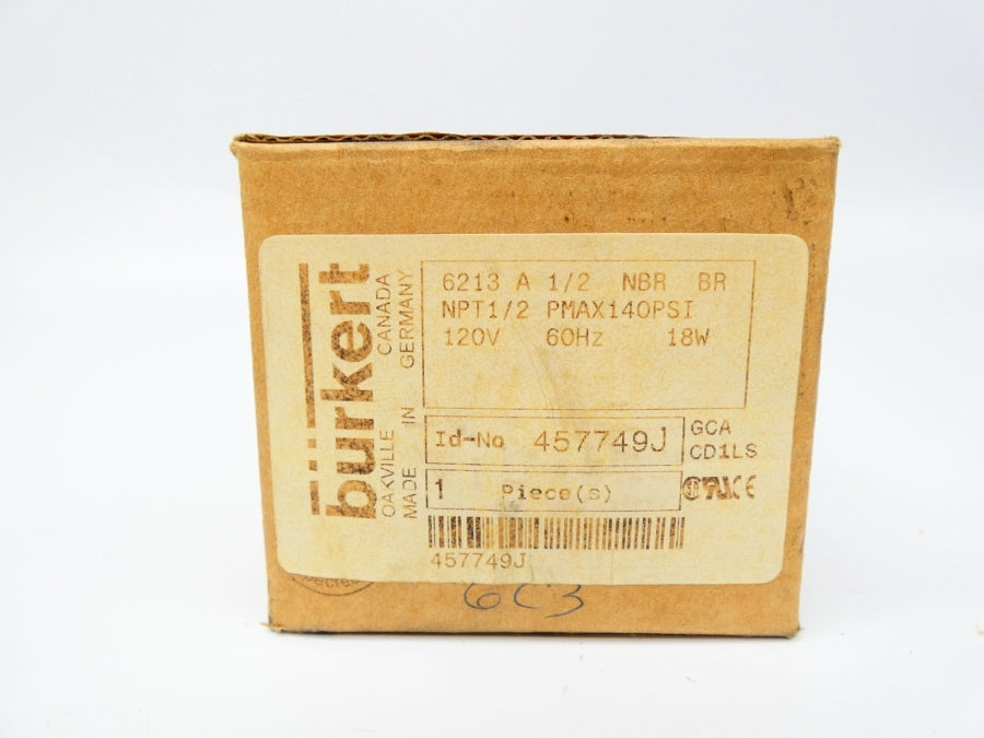 BURKERT 6213A1/2NBRBR 457749J 120V 140PSI 1/2" NSMP