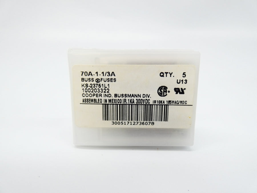 BUSSMANN 70A-1-1/3A 125V (PKG OF 5) NSMP