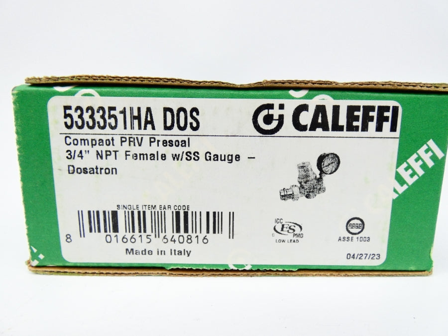 CALEFFI 533351HA 0-100PSI 3/4" NSMP