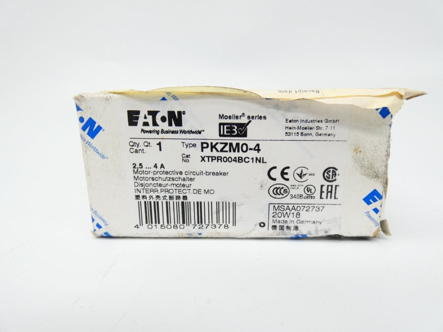 EATON PKZM0-4 XTPR004BC1NL 2.5-4A (AS PICTURED) NSMP