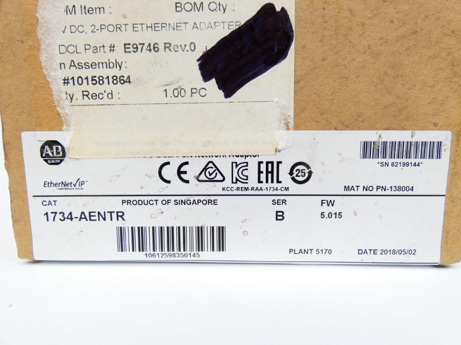 INDUSTRIAL SPARE PARTS 1734-AENTR SER. B F/W 5.015 DATE: 2018 NSFS
