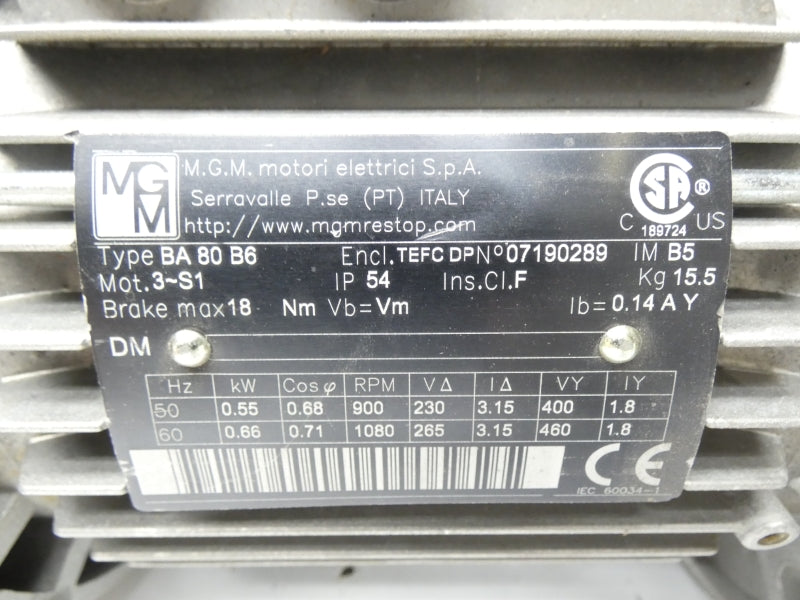 MGM MOTORI ELETTRICI BA80B6 460V NSNP