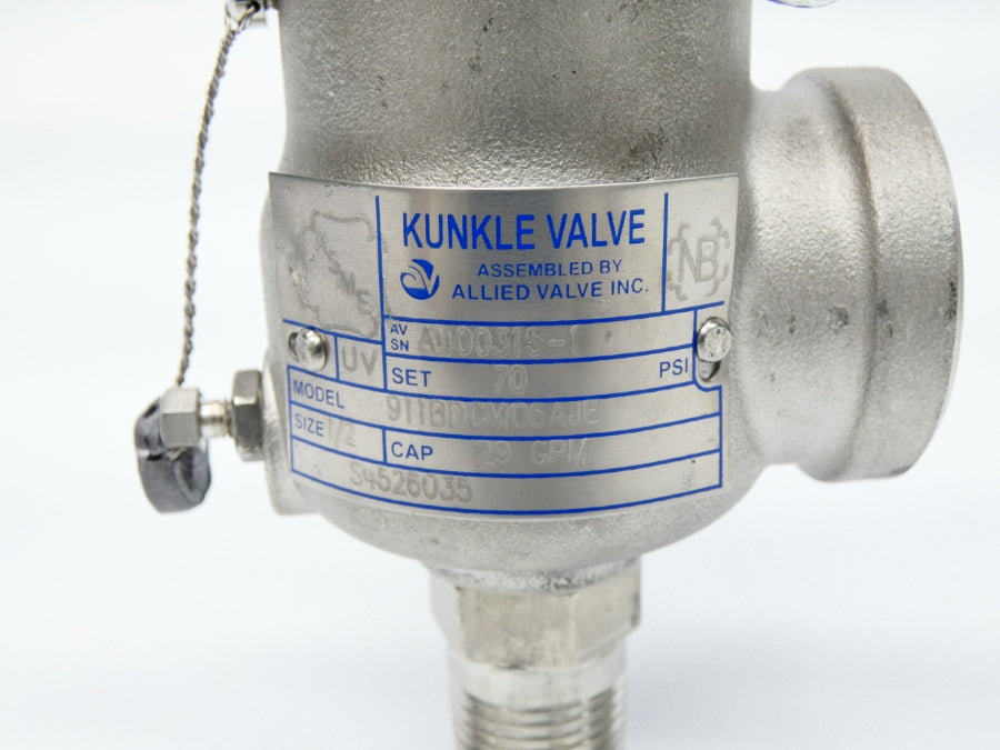 KUNKLE VALVE 911BDCM06AJE 70PSI 1/2" NSNP