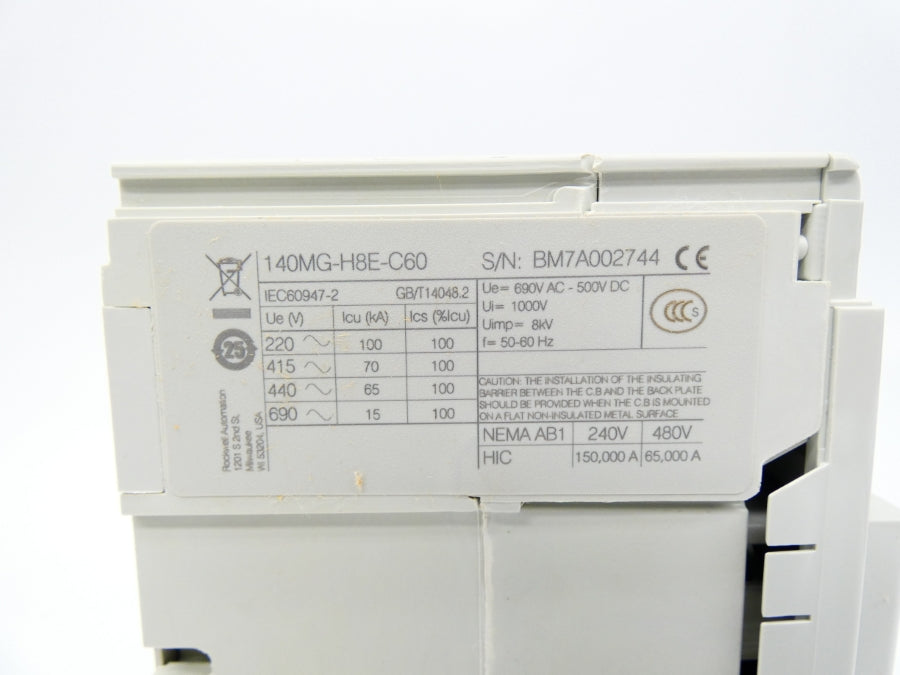 INDUSTRIAL SPARE PART 140MG-H8E-C60-KJ SER. A 480V 60A NSMP