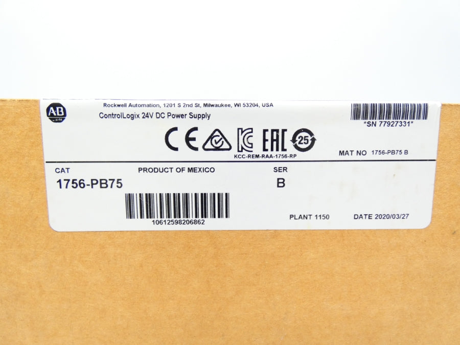 INDUSTRIAL SPARE PART 1756-PB75 SER. B 24VDC DATE: 2020 NSFS