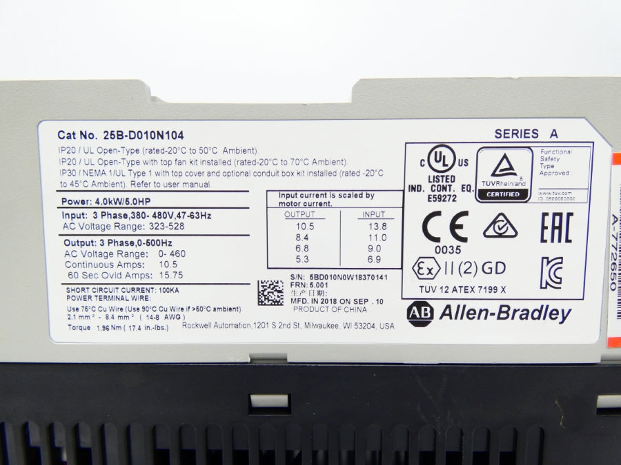 INDUSTRIAL SPARE PART 25B-D010N104 SER. A F/W 5.001 323-528V 15.75A NSNP
