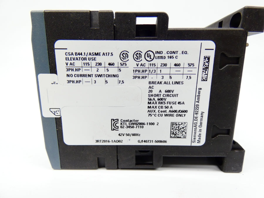 SIEMENS 3RT2016-1AD02 42V NSNP