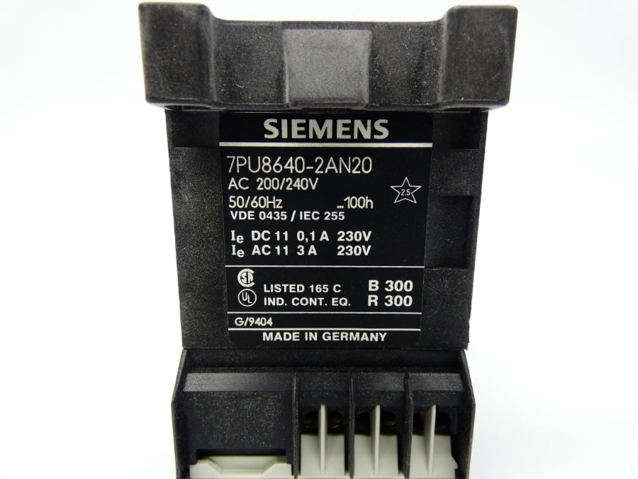 SIEMENS 7PU8640-2AN20 200/240V 3A 10S-10H UNMP