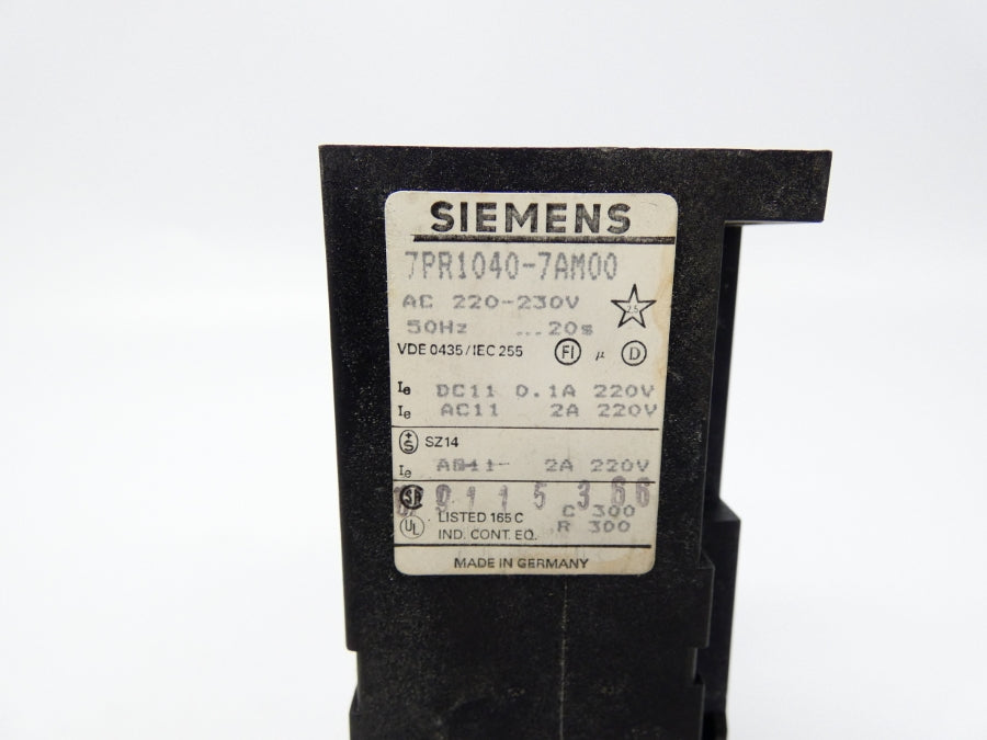 SIEMENS 7PR1040-7AM00 220/230VAC 2A 0-20S UNMP