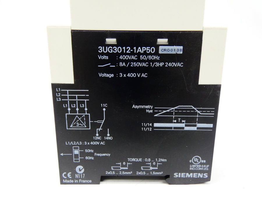SIEMENS 3UG3012-1AP50 400VAC 8A 0.5-10S UNMP