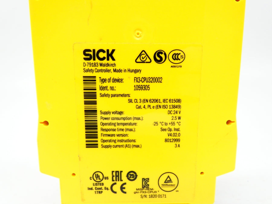 SICK FX3-CPU320002 1059305 F/W 4.02.0 24VDC 3A UNMP