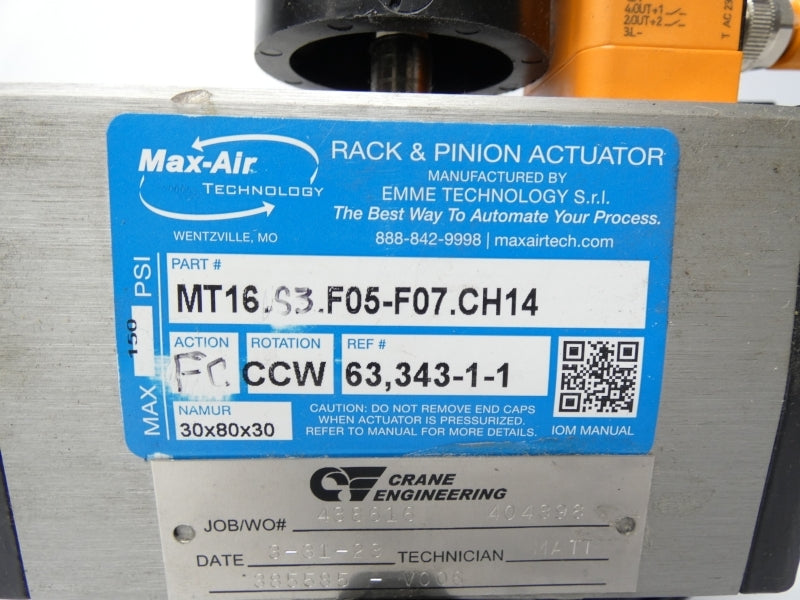 MAX-AIR TECHNOLOGY MT16.S3.F05-F07.CH14 150PSI NSNP