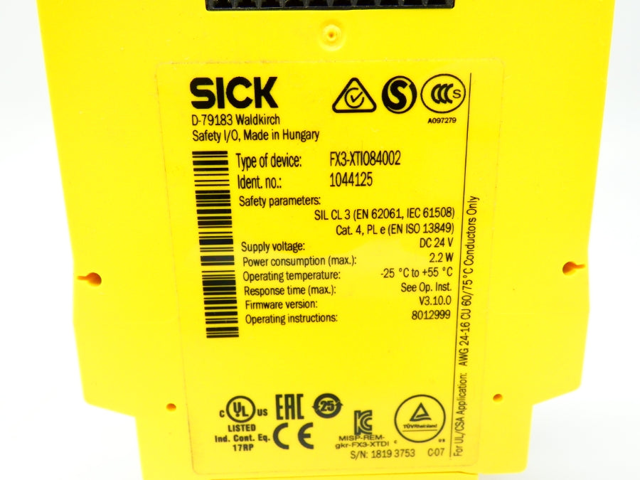 SICK FX3-XTI084002 1044125 F/W V3.10.0 24VDC UNMP