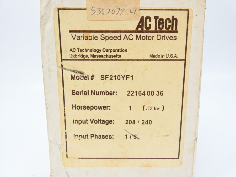 AC TECH SF210YF1 208/240V 9.7/8.4A NSMP