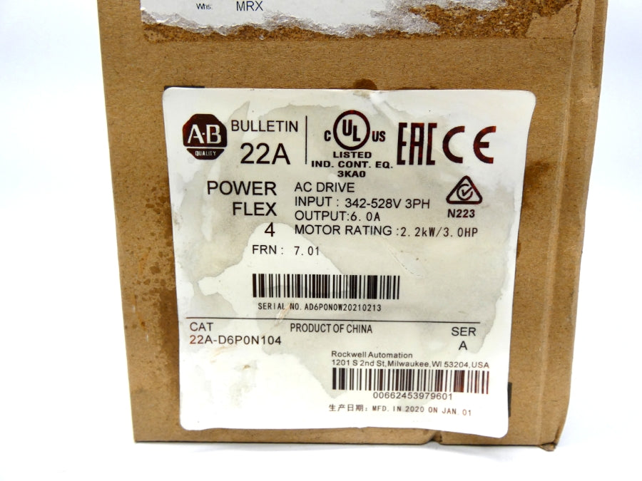 INDUSTRIAL SPARE PART 22A-D6P0N104 SER. A F/W 7.01 342-528V 6A NSFS