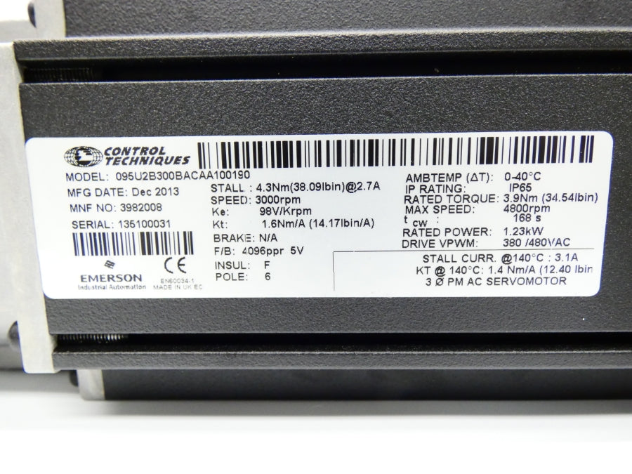 CONTROL TECHNIQUES 095U2B300BACAA100190 380/480VAC 2.7A REMAN