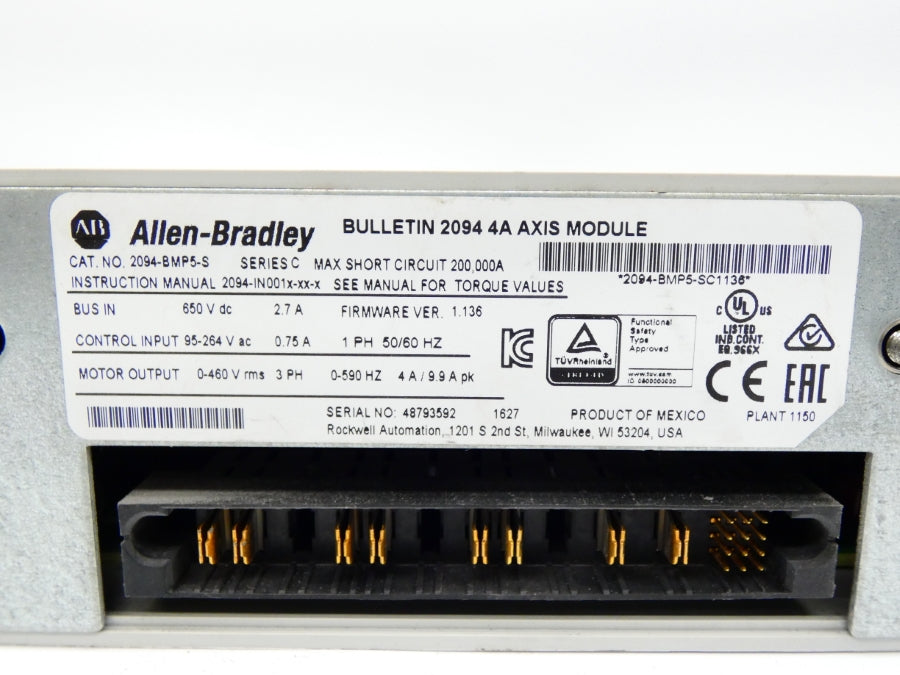 INDUSTRIAL SPARE PARTS 2094-BMP5-S SER. C F/W 1.136 95-264VAC 2.7A UNMP