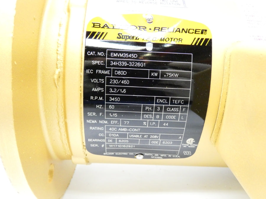 BALDOR EMVM3545D 34H339-3226G1 230/460V 3.2/1.6A NSMP