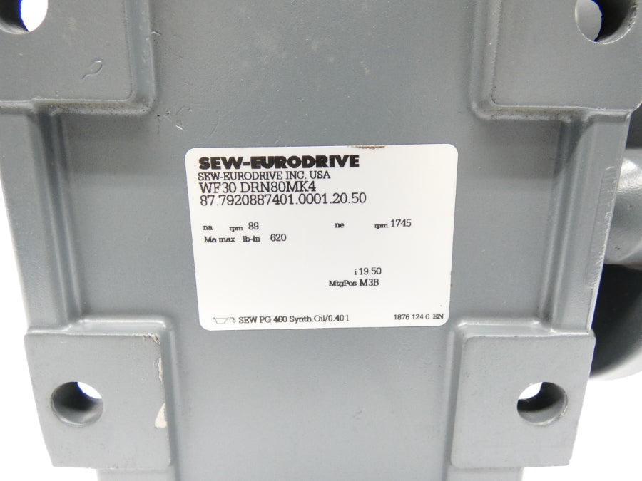 SEW EURODRIVE WF30DRN80MK4 87.7920887401.0001.20.50 230/460V NSNP