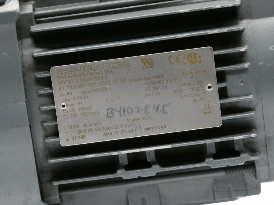 SEW EURODRIVE WF30DRN80MK4 87.7920887401.0001.20.50 230/460V NSNP