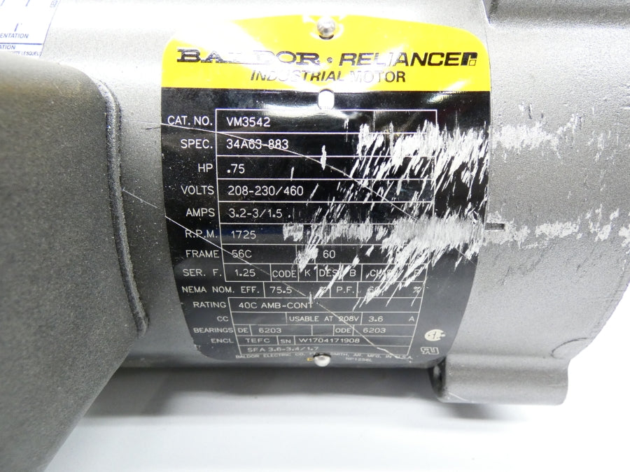 BALDOR VM3542 34A63-883 208-230/460V 3.2-3/1.5A UNMP