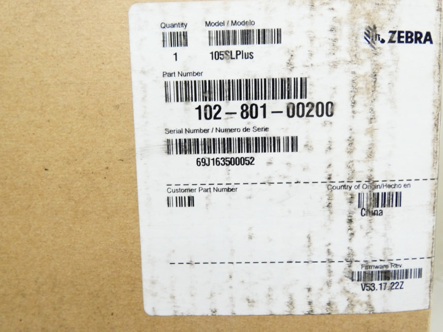 ZEBRA 102-801-00200 105SLPLUS 100-240VAC 4A NSMP