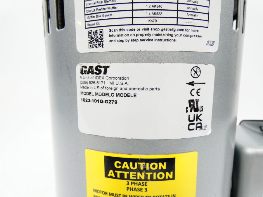 GAST 1023-101Q-G279 5K49MN4012 208-230/380-460V 2.3-3.2A UNMP
