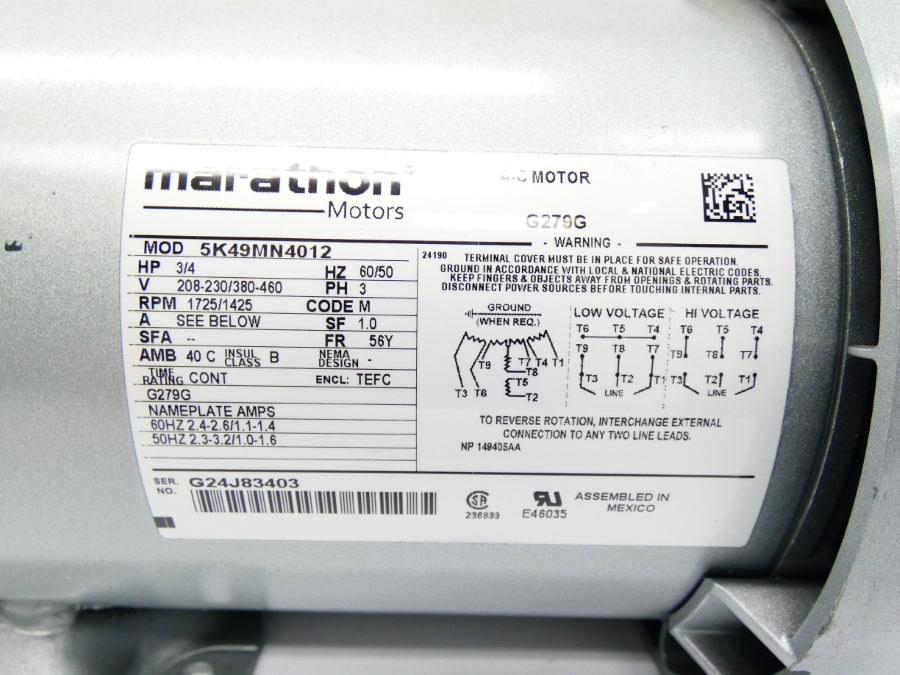 GAST 1023-101Q-G279 5K49MN4012 208-230/380-460V 2.3-3.2A NSNP