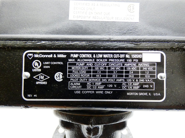 MCDONNELL & MILLER 150SHD 173003 240VAC 1/4A NSMP