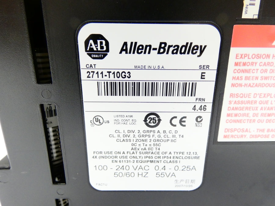 INDUSTRIAL SPARE PART 2711-T10G3 SER. E F/W 4.46 100-240VAC 0.4-0.25A NSMP