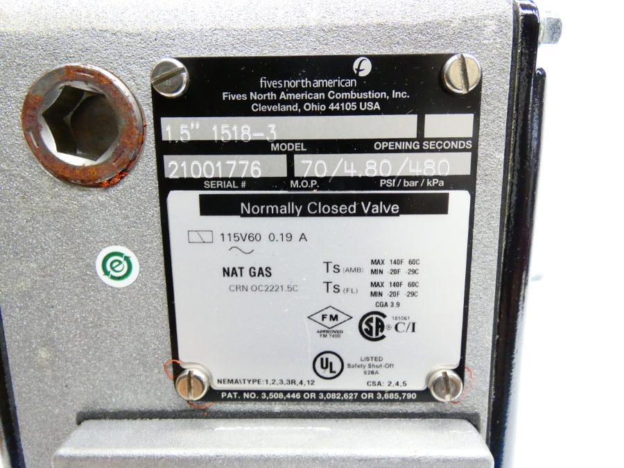 NORTH AMERICAN 1518-3 115V 0.19A 70PSI 1-1/2" NSMP