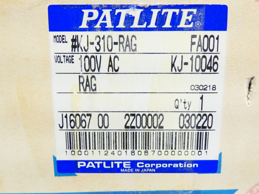 PATLITE KJ-310-RAG 100VAC NSMP