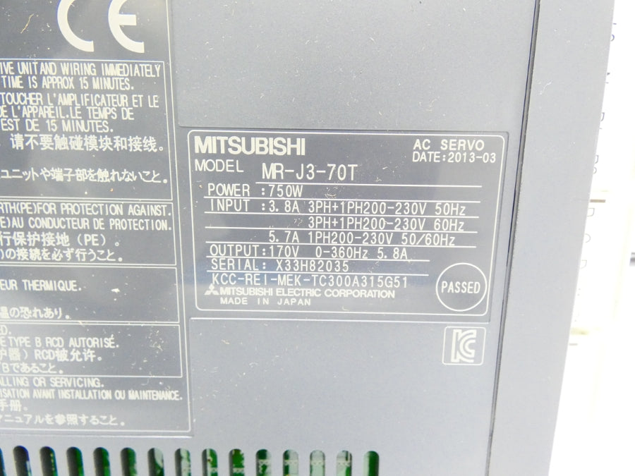 MITSUBISHI ELECTRIC MR-J3-70T 200-230V 3.8A NSMP