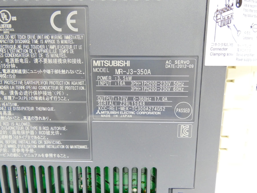 MITSUBISHI ELECTRIC MR-J3-350A 200-230V 16A NSMP