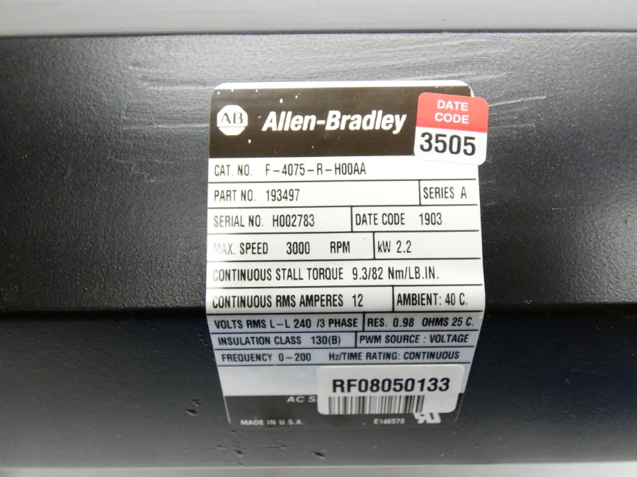 INDUSTRIAL SPARE PART F-4075-R-H00AA SER. A 240V 12A REMAN