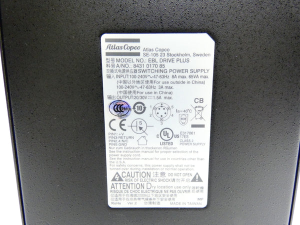 ATLAS COPCO 8431017085 EBLDRIVEPLUS 100-240VAC 3A (NO ACCESSORIES) NSMP